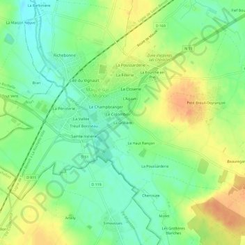 Topografische Karte La Grillière, Höhe, Relief