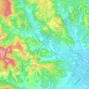 Topografische Karte Crevada, Höhe, Relief