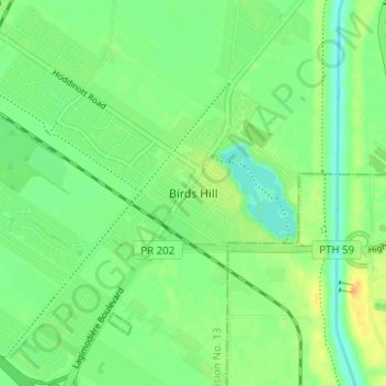 Topografische Karte Birds Hill, Höhe, Relief