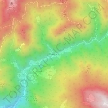Topografische Karte Jelendol, Höhe, Relief
