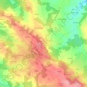 Topografische Karte La Barrière, Höhe, Relief
