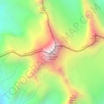 Topografische Karte Mount Sir Douglas, Höhe, Relief