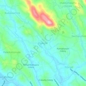 Topografische Karte Valavoor, Höhe, Relief