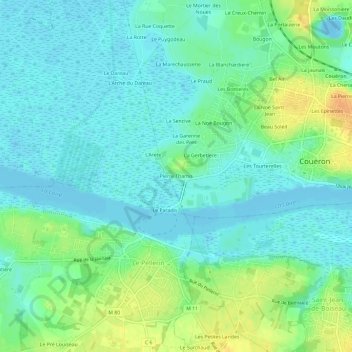 Topografische Karte Pierre Thamis, Höhe, Relief