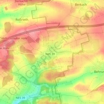 Topografische Karte Sondheim, Höhe, Relief
