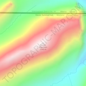 Topografische Karte Sarcee Mountain, Höhe, Relief