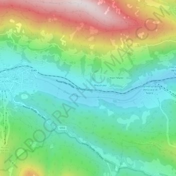 Topografische Karte Tischler, Höhe, Relief