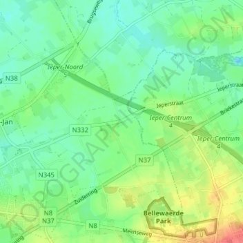 Topografische Karte Verlorenhoek, Höhe, Relief