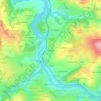 Topografische Karte Fontfroide, Höhe, Relief