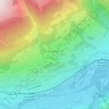 Topografische Karte Val, Höhe, Relief