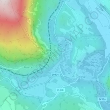 Topografische Karte Pierre Fort, Höhe, Relief