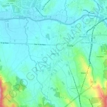 Topografische Karte Lagoa, Höhe, Relief