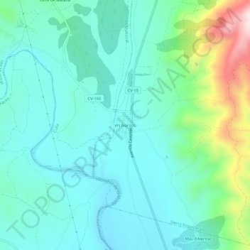 Topografische Karte els Ivarsos, Höhe, Relief