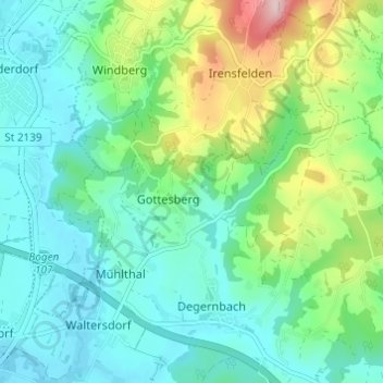 Topografische Karte Mitterbühl, Höhe, Relief