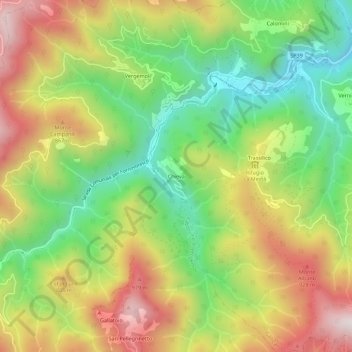 Topografische Karte Chieva, Höhe, Relief