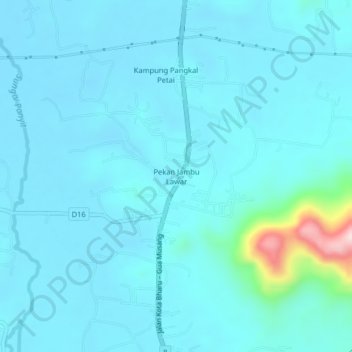Topografische Karte Pekan Jambu Lawar, Höhe, Relief
