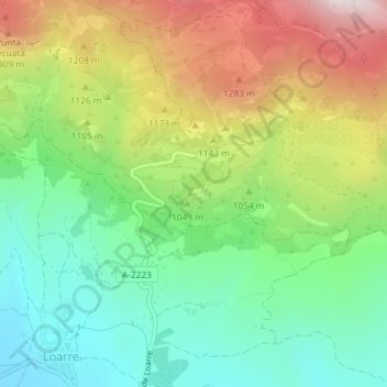 Topografische Karte Castillo de Loarre, Höhe, Relief