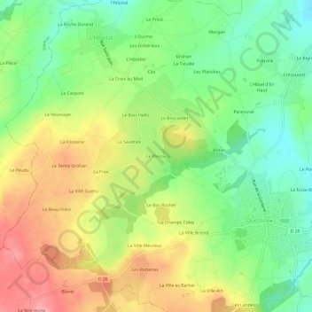 Topografische Karte Le Plessix, Höhe, Relief