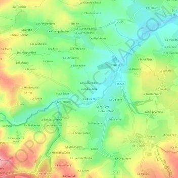 Topografische Karte La Bidaudière, Höhe, Relief