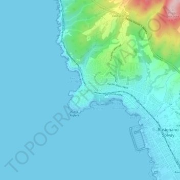 Topografische Karte Castiglioncello, Höhe, Relief