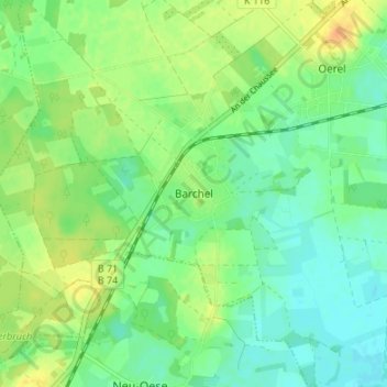 Topografische Karte Barchel, Höhe, Relief