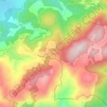 Topografische Karte U Tipponu, Höhe, Relief