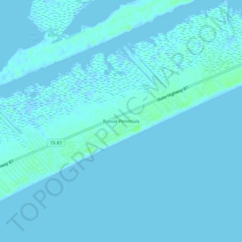 Topografische Karte Bolivar Peninsula, Höhe, Relief