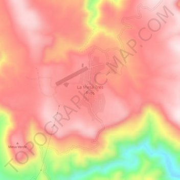 Topografische Karte La Mesa Tres Ríos, Höhe, Relief