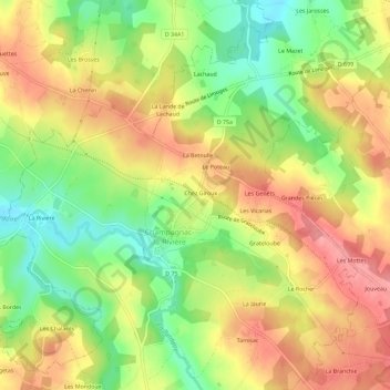 Topografische Karte La Halte, Höhe, Relief