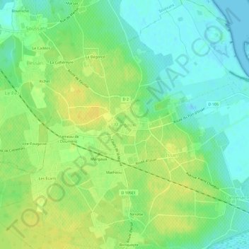 Topografische Karte Margaux, Höhe, Relief