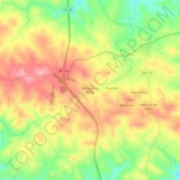 Topografische Karte Balurcos de Cima, Höhe, Relief