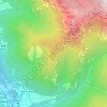 Topografische Karte Trappola, Höhe, Relief