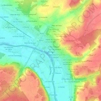 Topografische Karte La Gare, Höhe, Relief