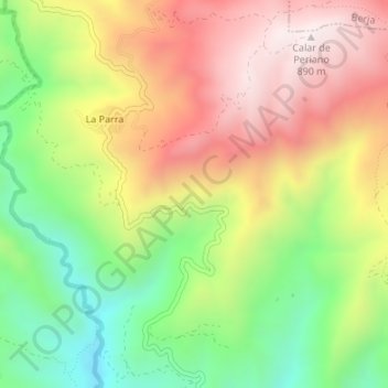 Topografische Karte Cueva de la Curva, Höhe, Relief