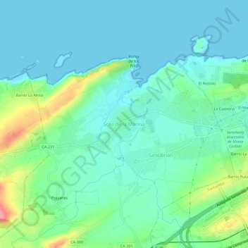 Topografische Karte Soto de la Marina, Höhe, Relief