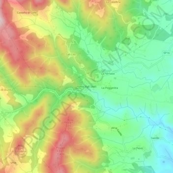 Topografische Karte Ponte Agli Stolli, Höhe, Relief
