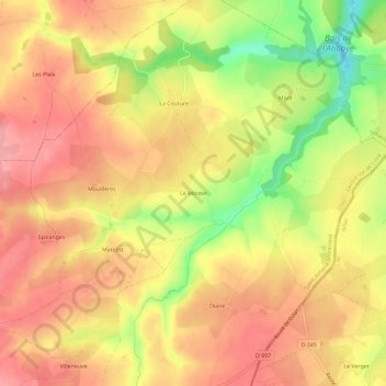 Topografische Karte Le Montet, Höhe, Relief