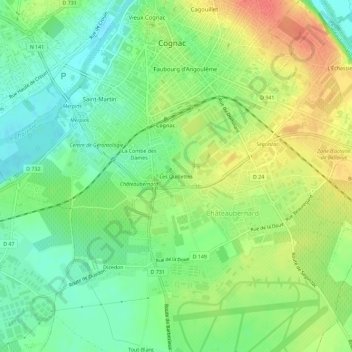 Topografische Karte Les Quillettes, Höhe, Relief