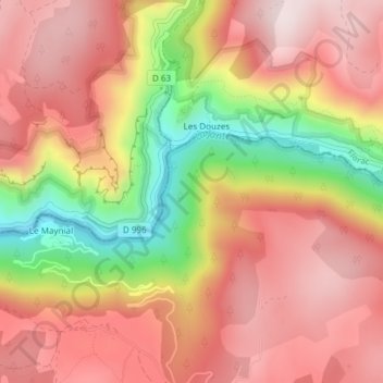 Topografische Karte Gorges de la Jonte, Höhe, Relief