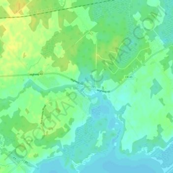 Topografische Karte Port Elmsley, Höhe, Relief