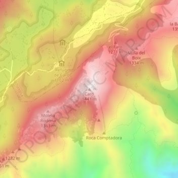 Topografische Karte Caro, Höhe, Relief