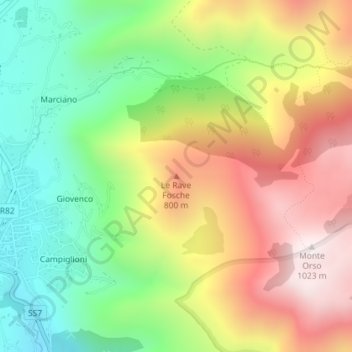 Topografische Karte Le Rave Fosche, Höhe, Relief