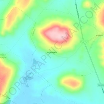 Topografische Karte Bujalcayado, Höhe, Relief