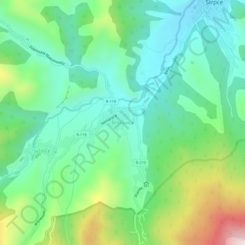Topografische Karte Brezovica, Höhe, Relief