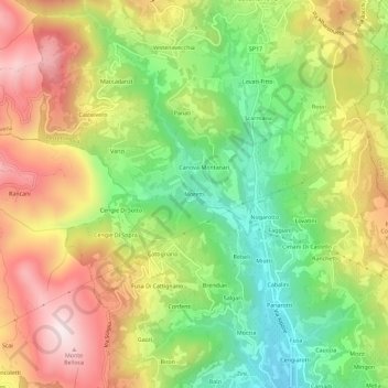 Topografische Karte Moretti, Höhe, Relief