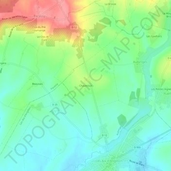 Topografische Karte Chaumoux, Höhe, Relief