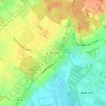Topografische Karte Kuhstedt, Höhe, Relief
