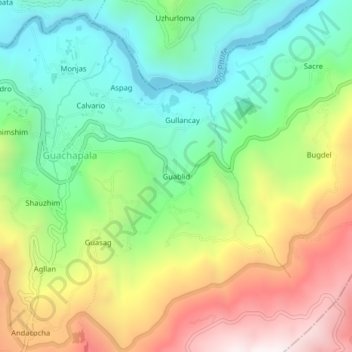 Topografische Karte Guablid, Höhe, Relief