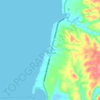 Topografische Karte Tabonok, Höhe, Relief