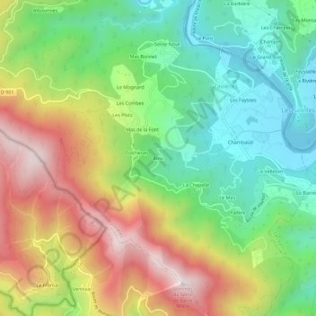 Topografische Karte Bosc, Höhe, Relief